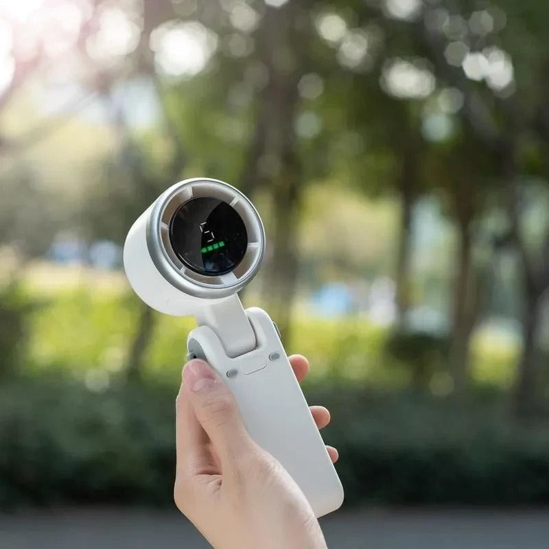 Global Pick USB-C Charging Portable Handheld High Speed Fan, Versatile 5-speed Airflow Wind Speed Fan, Foldable & Hanging Neck Fan
