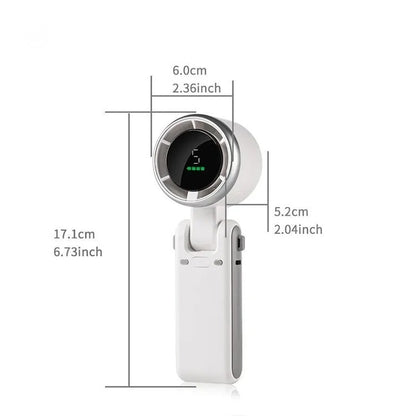 Global Pick USB-C Charging Portable Handheld High Speed Fan, Versatile 5-speed Airflow Wind Speed Fan, Foldable & Hanging Neck Fan